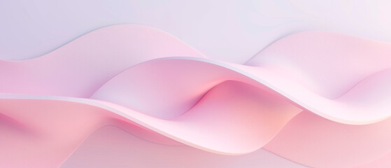 pink background, a series of smooth, undulating curves in soft pastel pink and lavender tones, creating an abstract and serene composition, generative AI