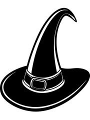 Cartoon-type Halloween black witch hat vector illustration 
