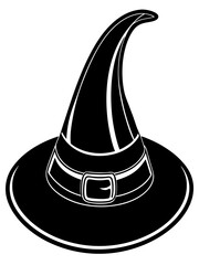 Cartoon-type Halloween black witch hat vector illustration 
