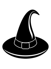 Cartoon-type Halloween black witch hat vector illustration 
