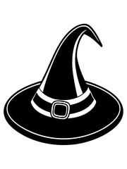 Cartoon-type Halloween black witch hat vector illustration 

