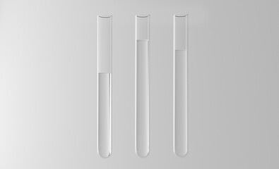 Different laboratory beakers and glassware,White Background 3D Rendering,desktop wallpaper. Copyspace.