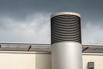 large ventilation pipe of a modern industrial building