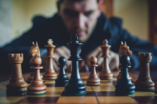 man playing chess, strategy symbolism