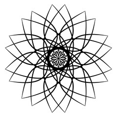 Obraz premium Mandala Line Art Black and White, transparent background, Design for a wallpaper Paint, illustration