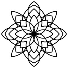 Mandala Line Art Black and White, transparent background, Design for a wallpaper Paint, illustration