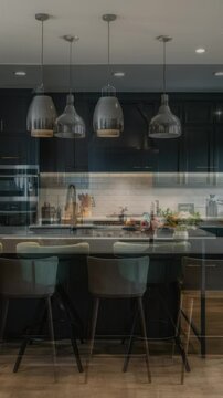 A variety of different kitchen interiors and design solutions, sequence of frames, stop motion.