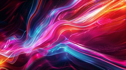 Abstract background with neon colors smooth curved shapes and glowing dynamic trails