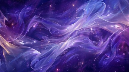 Twilight purple and blue abstract wallpaper with flowing patterns and sparkling lights