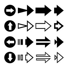 Set of black arrow icons. Circle archery, .Circular rotation loading element, reprocess. Vector Illustration.