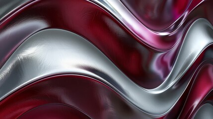 Abstract wallpaper with deep reds silvers smooth curves and shimmering textures