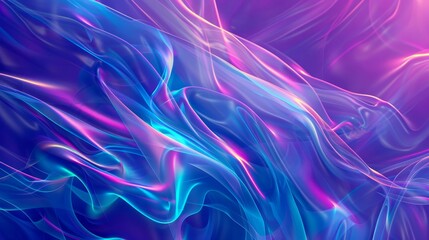 Neon blue and purple abstract background with smooth shapes and glowing trails