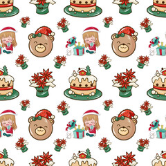 Merry Christmas Cartoon Seamless Pattern Illustration
