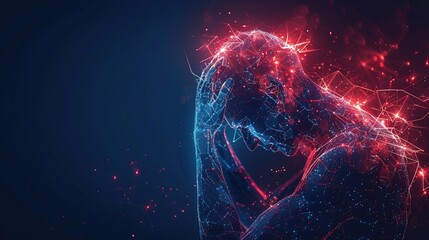 Brain diseases problem cause chronic severe headache migraine. Male adult look tired and stressed