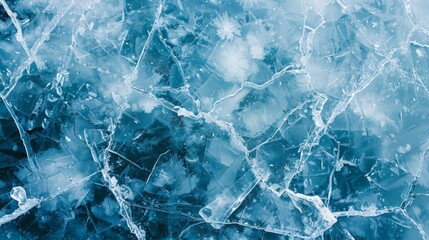 Abstract Ice Texture in Blue Tones
