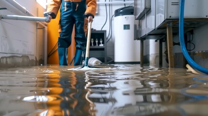 A close-up view of water damage in a basement, highlighting the need for prompt cleanup.