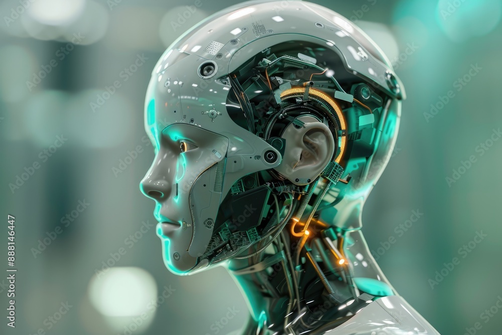 Aufkleber a futuristic robot with glowing eyes and advanced technology, symbolizing the future of artificial i