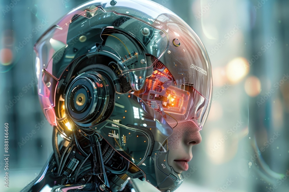 Aufkleber a futuristic robot with glowing eyes and advanced technology, symbolizing the future of artificial i