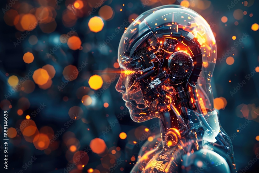 Poster an image of a sleek, modern robot with advanced features, representing the future of artificial inte