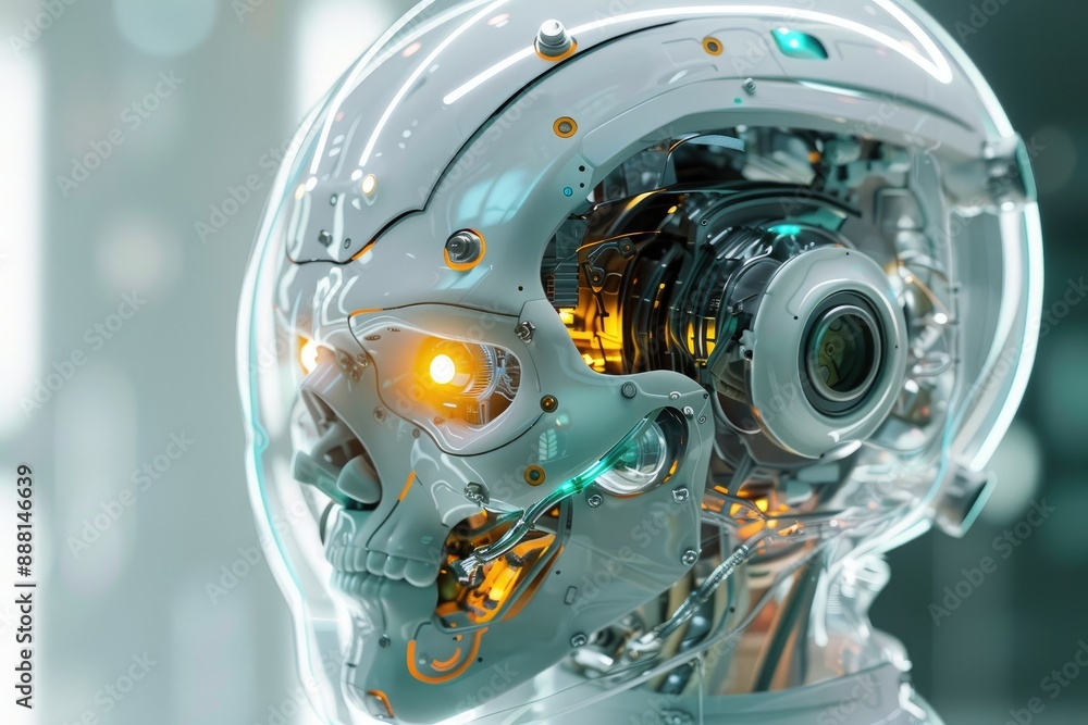 Poster an image of a sleek, modern robot with advanced features, representing the future of artificial inte