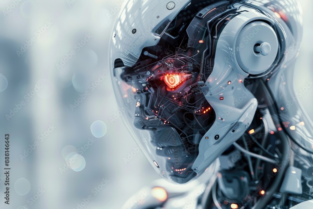 Poster an image of a sleek, modern robot with advanced features, representing the future of artificial inte