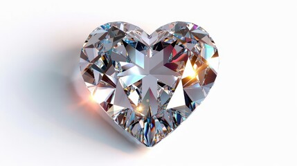 A heartshaped diamond, Valentine s Day jewelry, photorealistic illustration, clear and shiny, isolated on white background