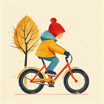 recommend clip art: clipart cartoon illustration of a child riding a bicycle, ride a bike, biking 
