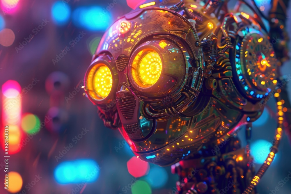 Aufkleber an ai-powered humanoid robot standing in a digital world, showcasing the future of artificial intell