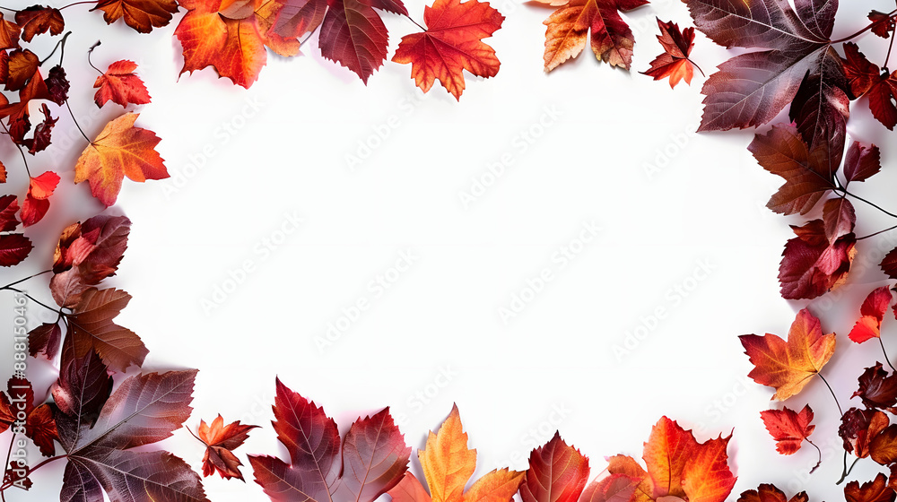 Poster autumn themed frame on white background with space for text or design