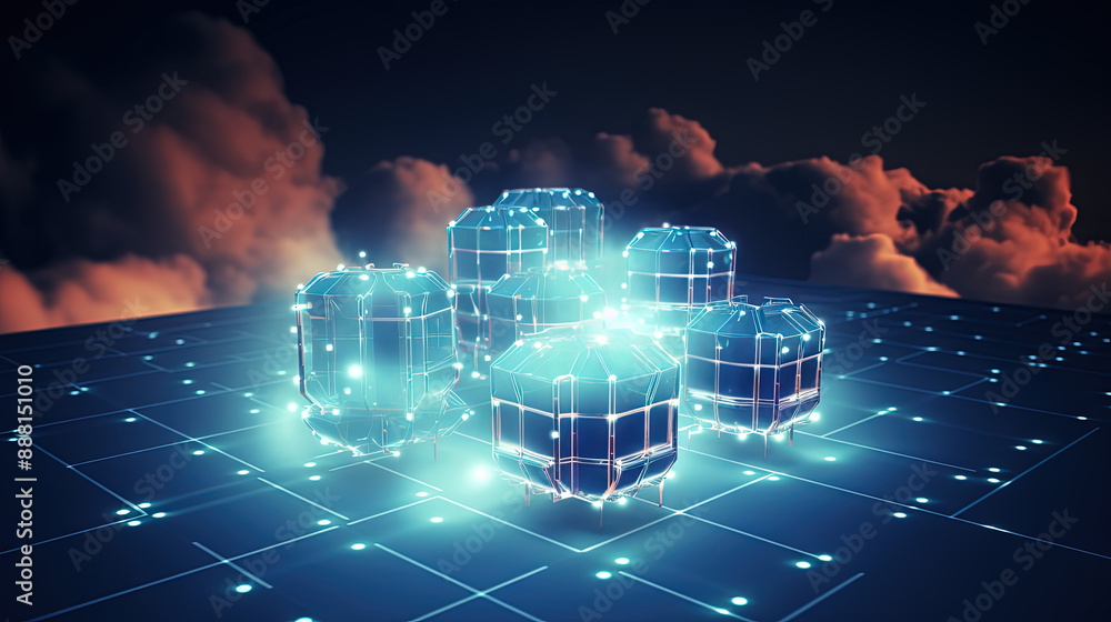 Poster Data cloud structure concept with digital technology cloud sign for online backup and network compute power service.