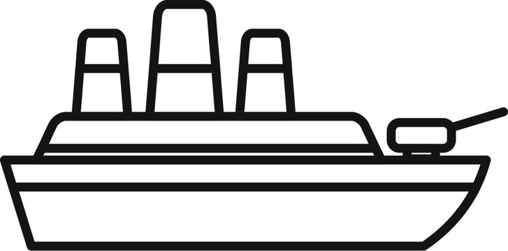 recommend clip art: Simple line drawing of a military patrol boat sailing on the water
