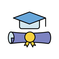 diploma color line icon with white background vector stock illustration