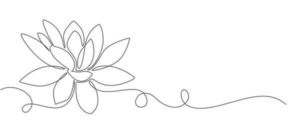Line art illustration of the lotus flower. linear floral pattern. Vector design of a water lily. The concept of yoga