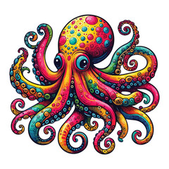 Colorful Octopus Animal Fish Vector. Cartoon vector illustration.