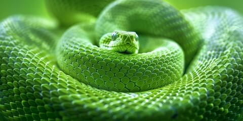 Fototapeta premium green snake , copy space concept for wallpaper or background