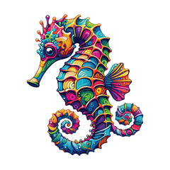 Cute seahorse cartoon. Vector illustration Free Vector. Different color seahorse vector.