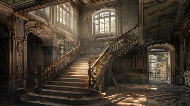 Grand staircase in a historic building