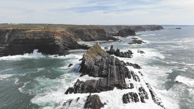 Ribat de Arrifana - the archeological site of the remains of a Muslim coastal fortification. Aljezur, Portugal