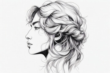 Fototapeta premium a drawing of a woman with long hair and braids
