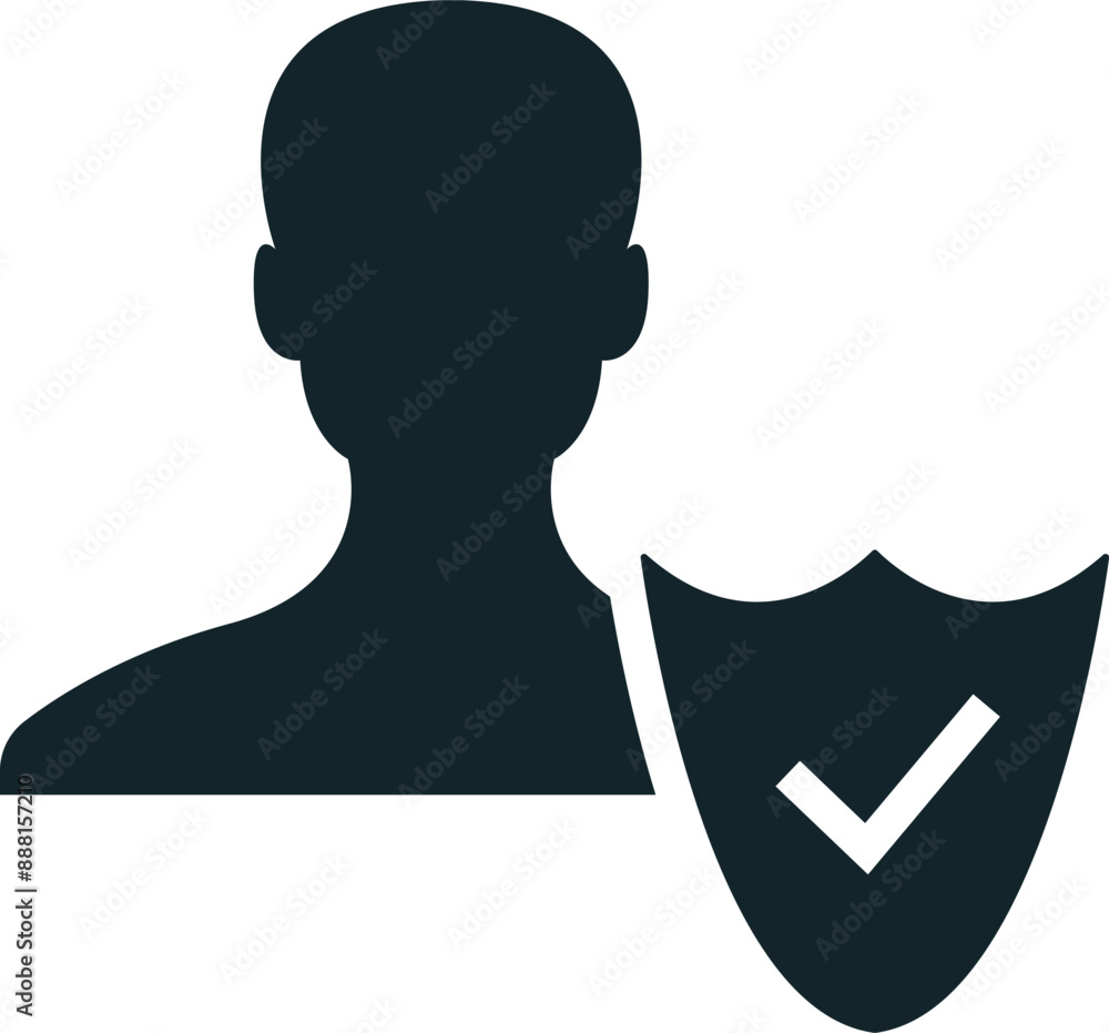 Aufkleber secure user account with check mark shield providing identity protection and safety