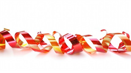 Twisted festive ribbon on white background, ideal for adding a festive touch to your designs