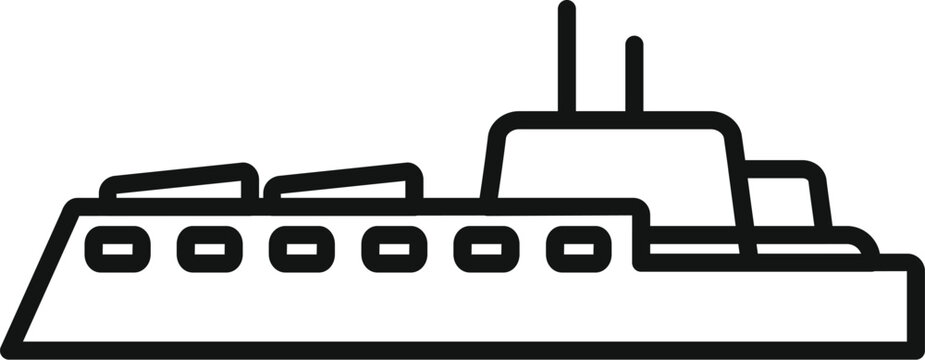recommend clip art: Simple line art of a military warship floating on water