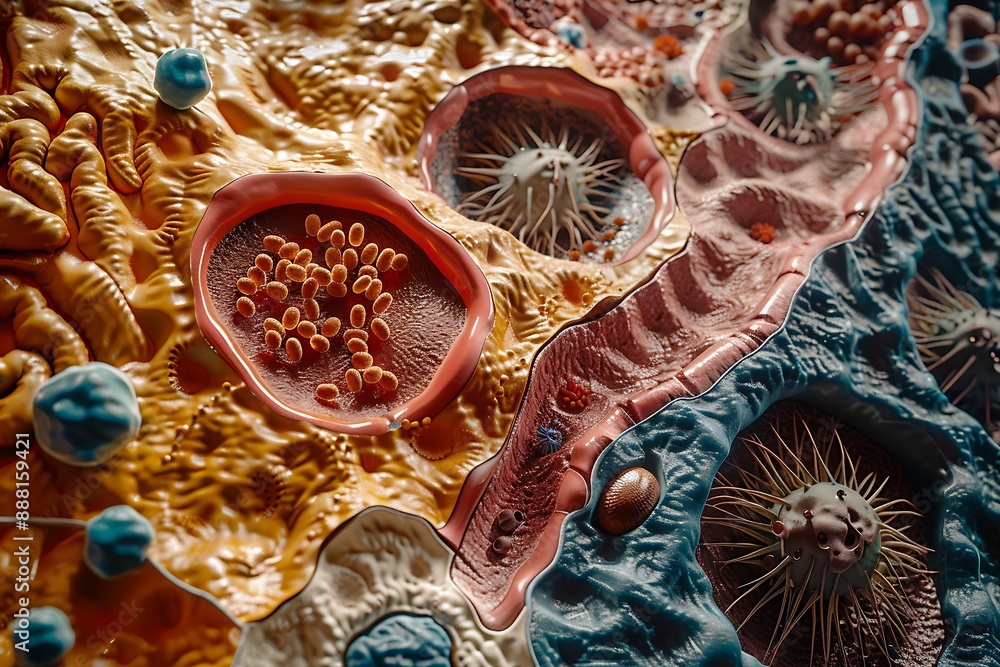 Poster microscopic world: a close-up view of cellular structures