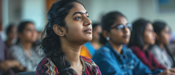 Indian college students sitting in class