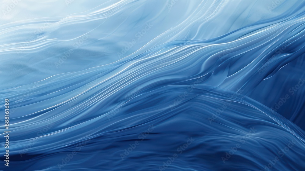 Poster abstract waves and ripples in shades of blue, creating a serene and calming backdrop