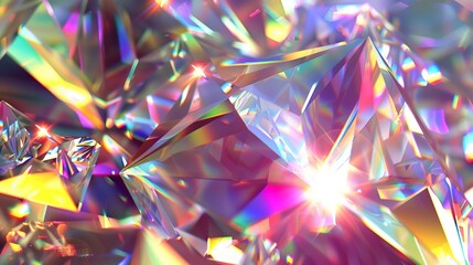 Prismatic Crystal Refracting Bright Light Creates Mesmerizing Textured Background