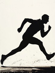 Striving for Victory: Dynamic Silhouette of Athlete Sprinting with Intensity and Speed