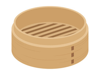 空っぽの中華せいろのイラスト_蒸し器