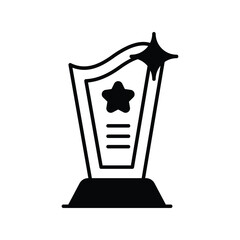 award trophy glyph icon with white background vector stock illustration