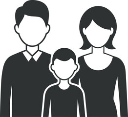 Family members black icon, concept illustration, vector flat symbol, glyph sign.